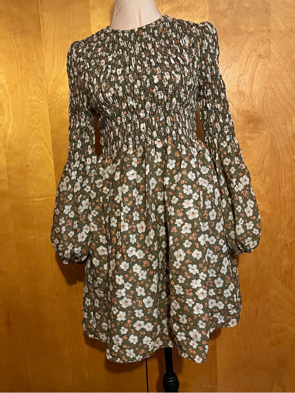 Tecovas Small Emma Olive Floral Mini Dress by Kristopher Brock
